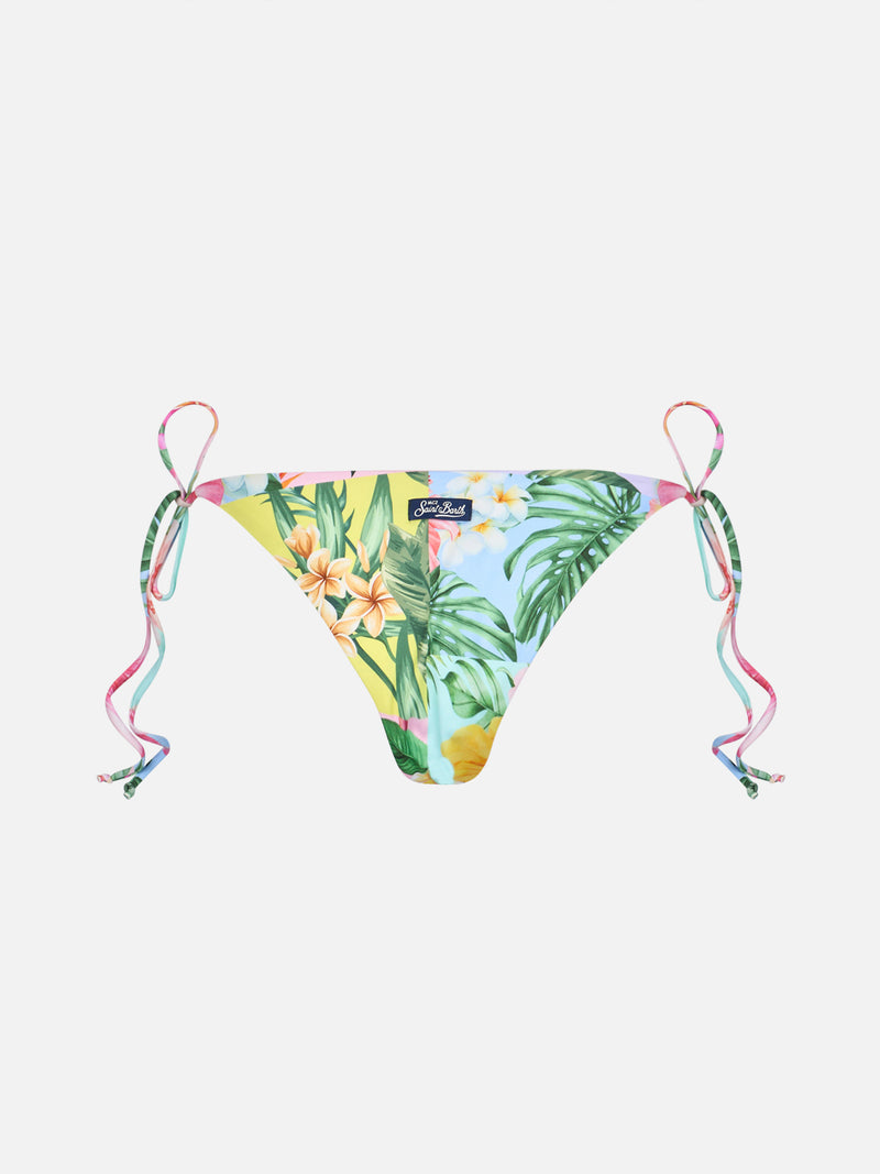 Patch flower print swim briefs