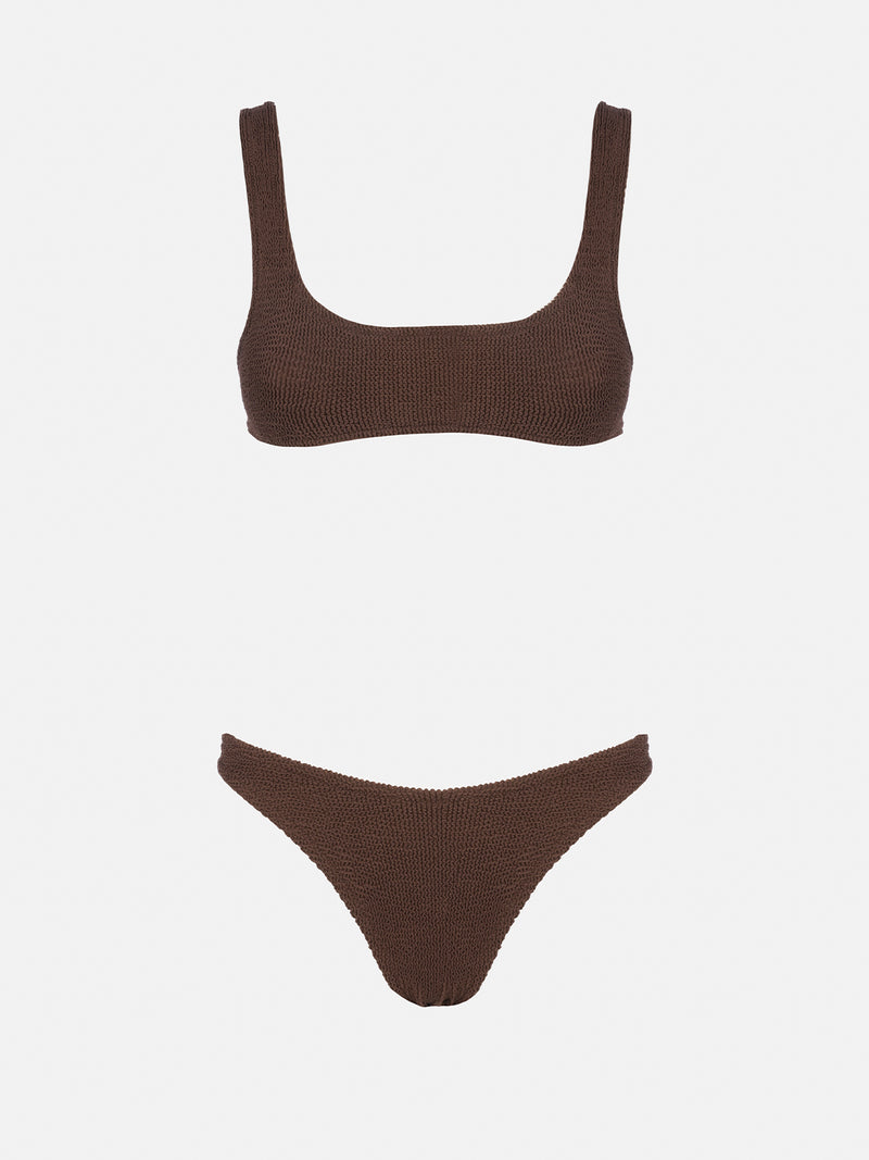 Bikini da donna a bralette marrone crinkle Naima Elise