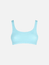 Crinkle fabric light blue bralette