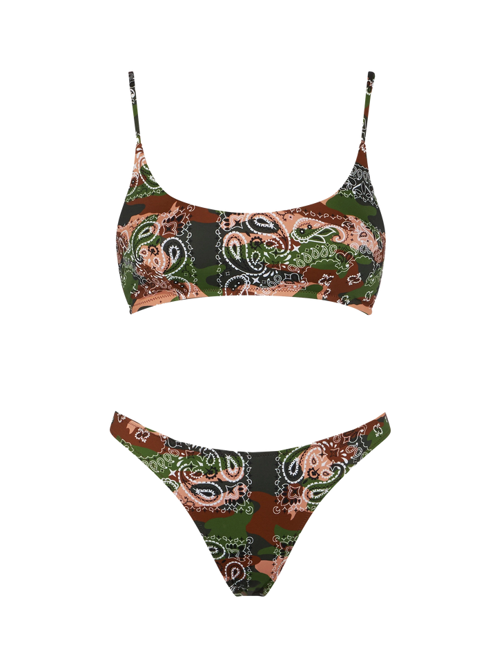 Damen-Bralette-Bikini mit nachgeahmtem Bandana-Print