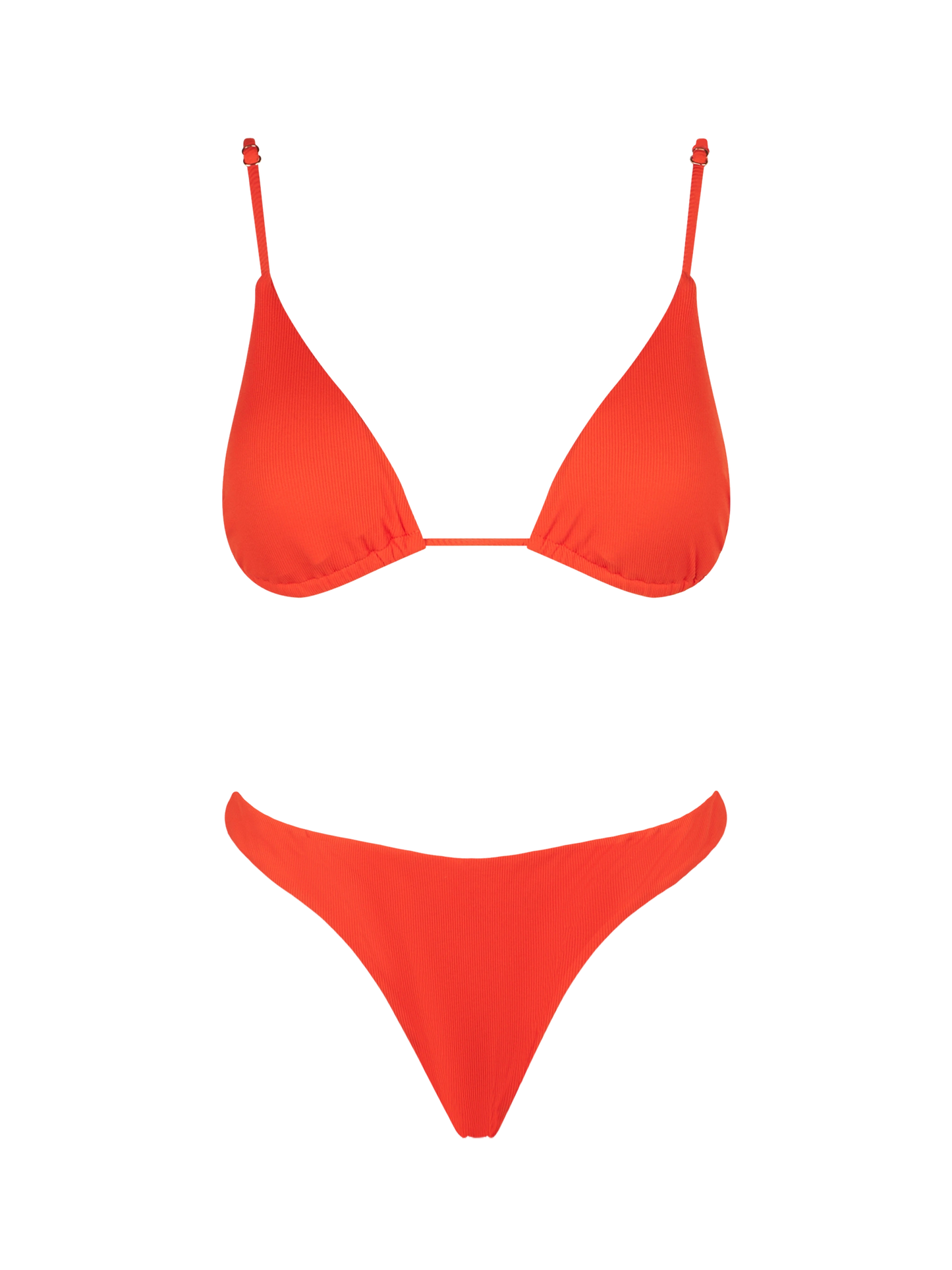 Woman orange triangle bikini
