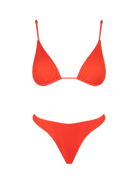 Woman orange triangle bikini