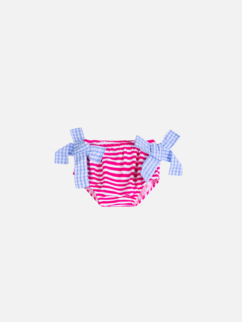 Baby girl terry swim briefs with stripes - MC2 Saint Barth