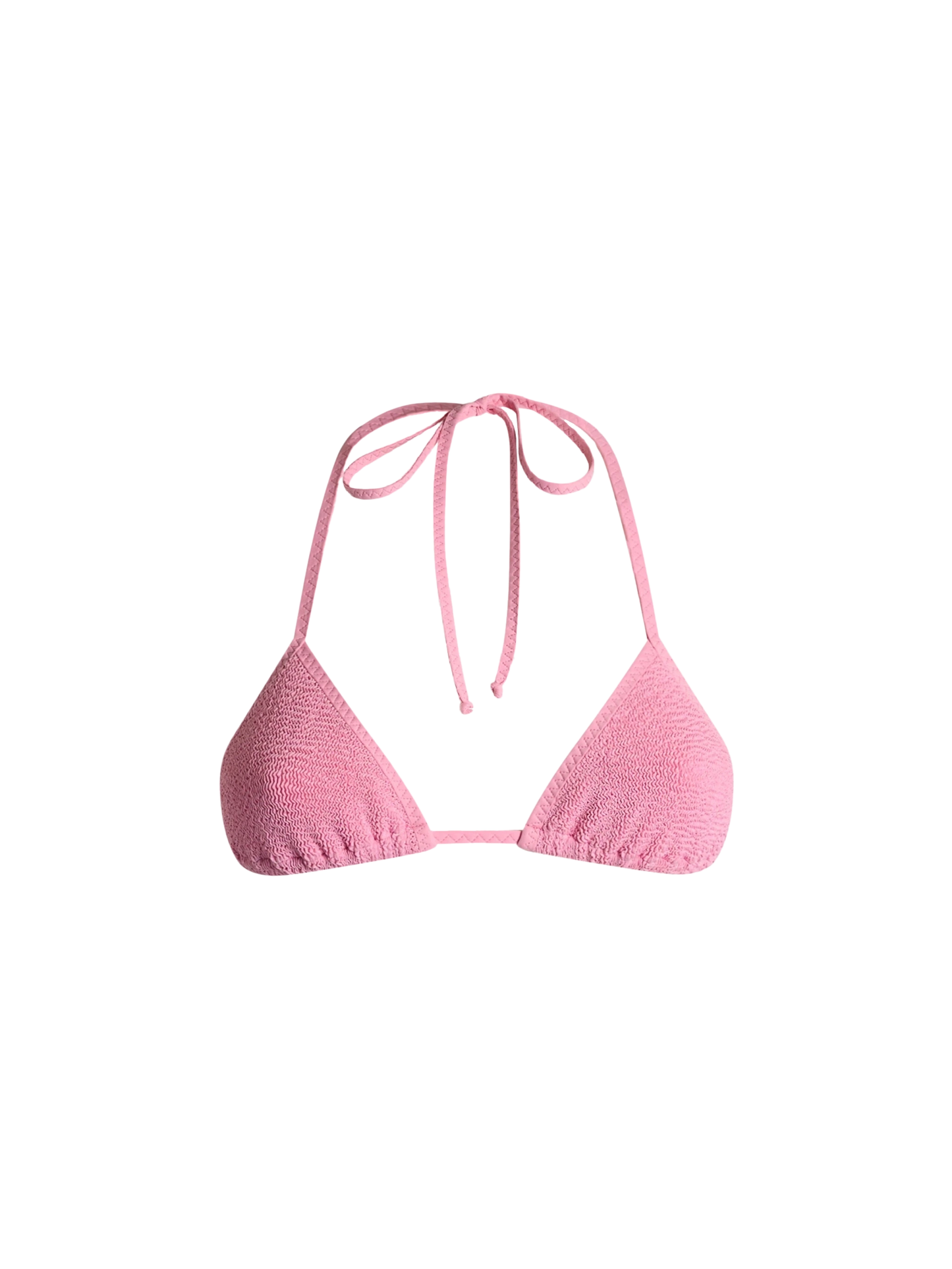 Woman pink crinkle triangle top swimsuit