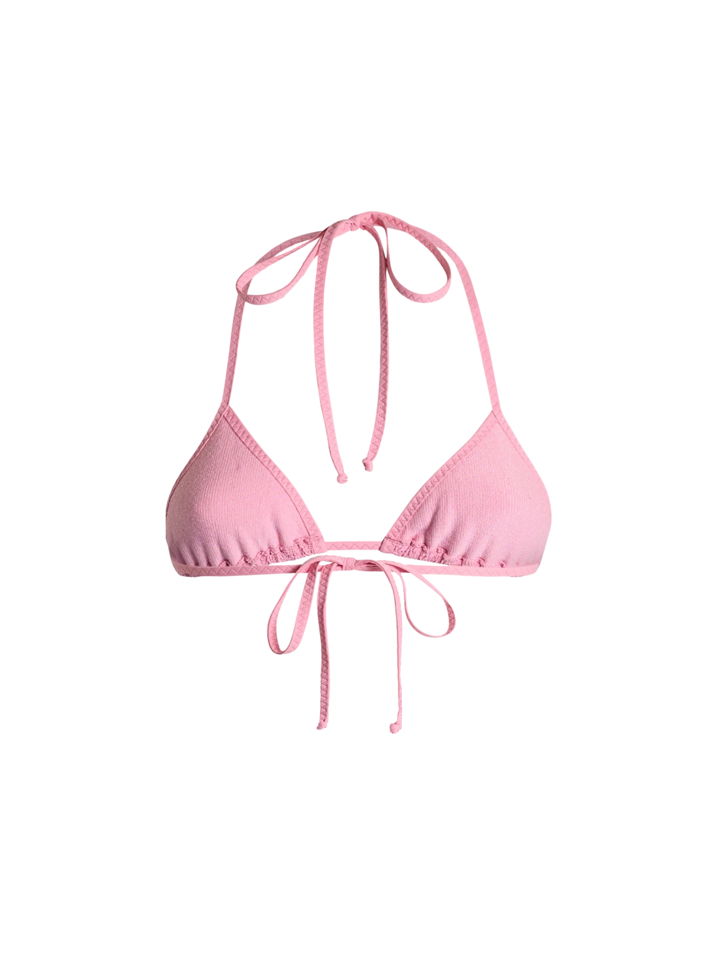 Woman pink crinkle triangle top swimsuit