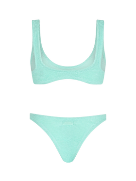 Salbeigrüner, winziger Crinkle-Bikini für Damen von Pamy Naomi