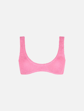 Bralette da donna rosa micro crinkle Pamy