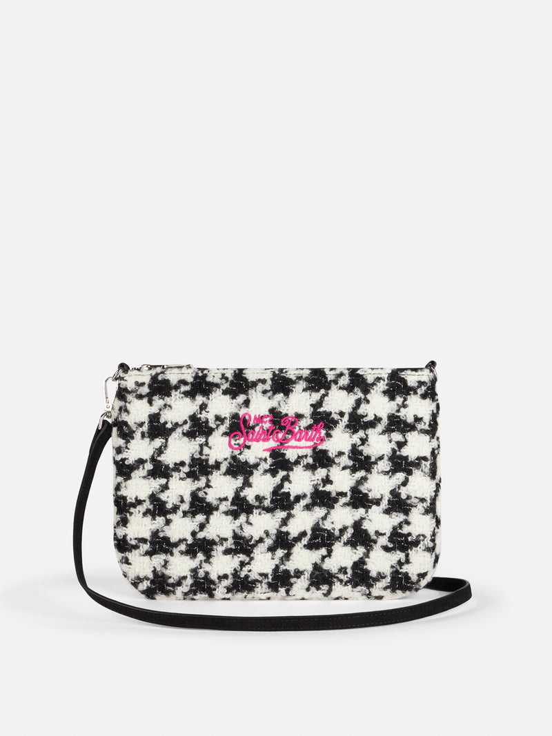 Borsa a tracolla - pochette Parisienne con motivo pied de poule in lurex