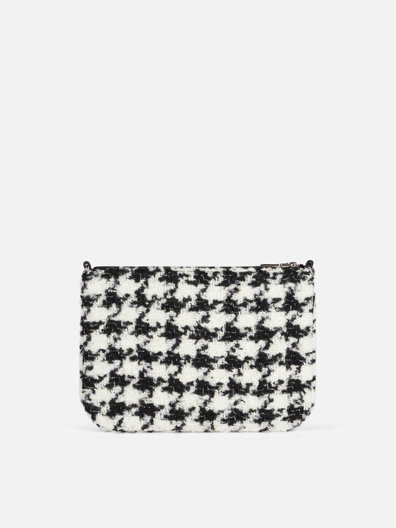 Borsa a tracolla - pochette Parisienne con motivo pied de poule in lurex