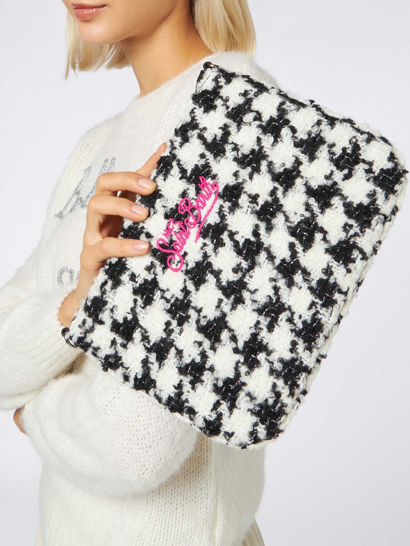 Parisienne Umhängetasche – Clutch mit Pied-de-Poule-Lurex-Muster