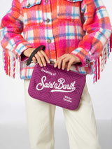 Velvet quilt fuchsia Parisienne sherpa cross-body pouch bag