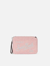 Parisienne rosa gestrickte Umhängetasche Clutch aus Bouclé