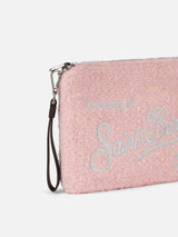 Pouch a tracolla  Parisienne in maglia bouclé rosa