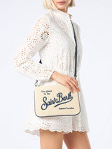 Parisienne Straw pouch bag with Saint Barth embroidery