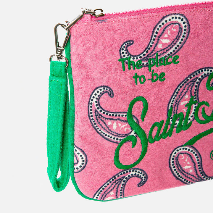 Pochette Parisienne in spugna paisley con ricamo Saint Barth