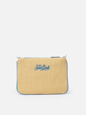 Pouch Parisienne in paglia con ricamo Portofino