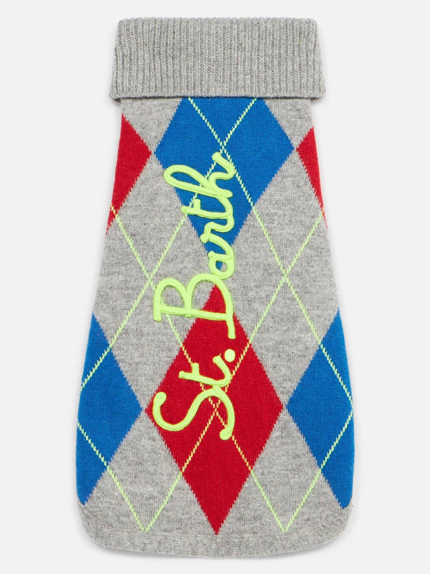 Dog sweater with argyle print