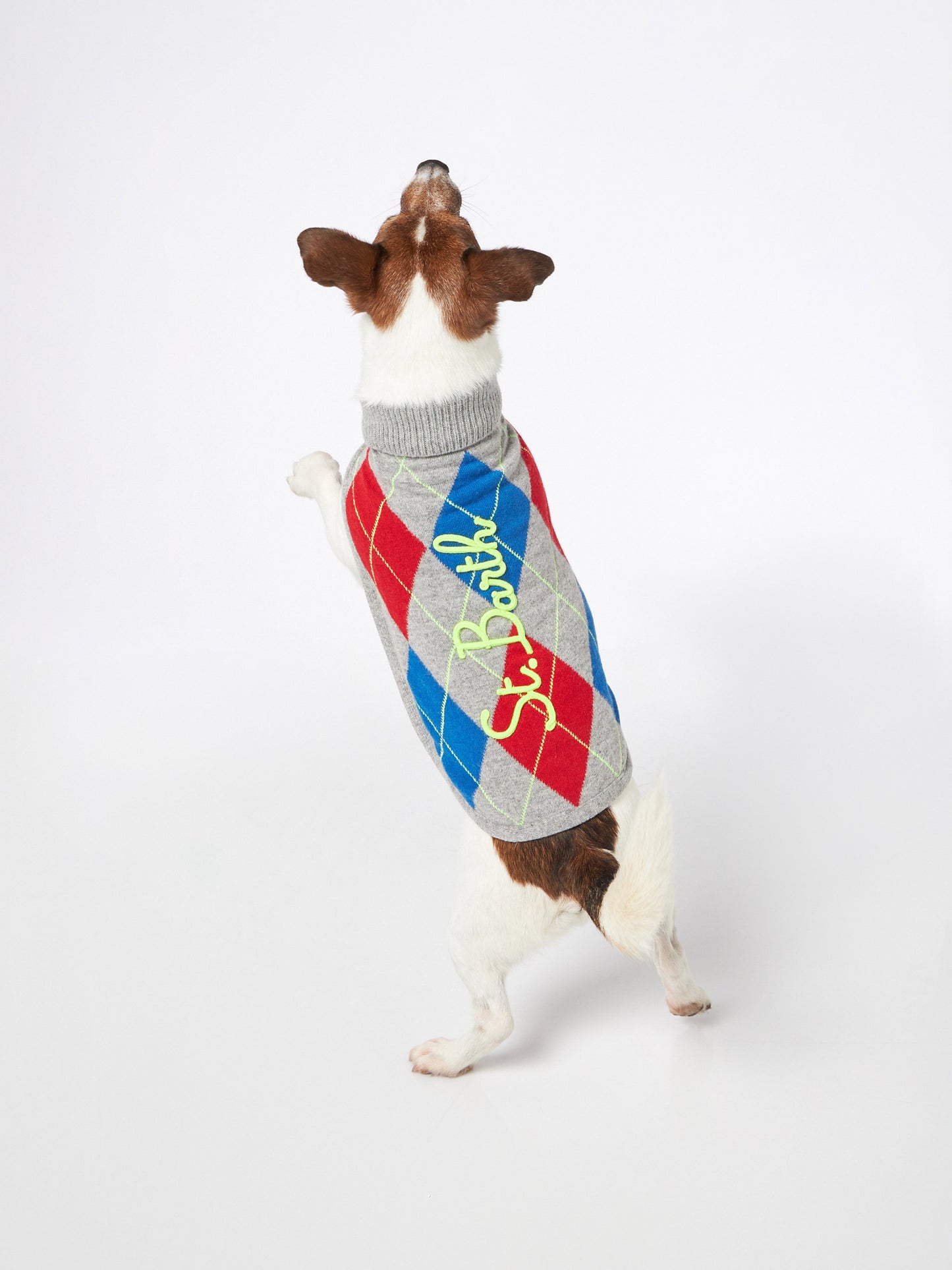 Dog sweater with argyle print