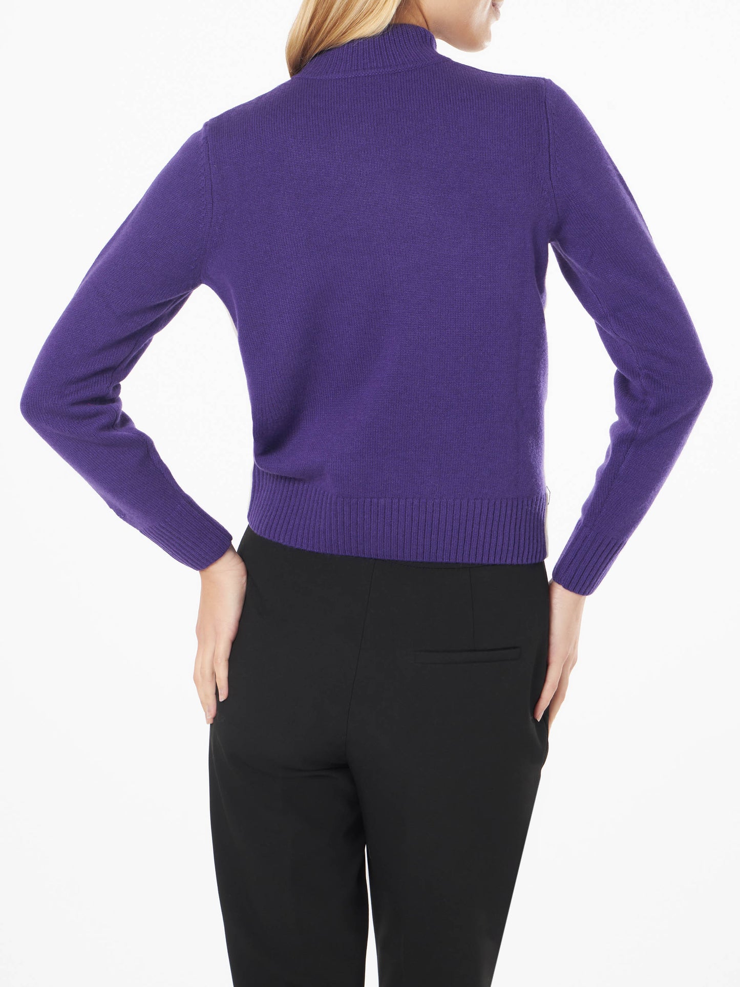 Woman crewneck sweater New Queen with Mont Rosè postcard jacquard