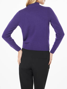 Woman crewneck sweater New Queen with Mont Rosè postcard jacquard