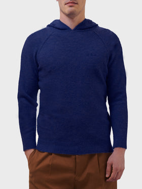 Man navy blue stretch alpaca hooded sweater Piccadilly - MC2 Saint Barth