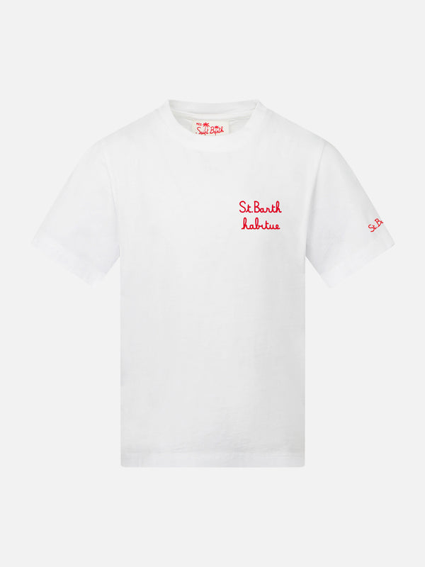 T-shirt da bambino con ricamo St. Barth habitué