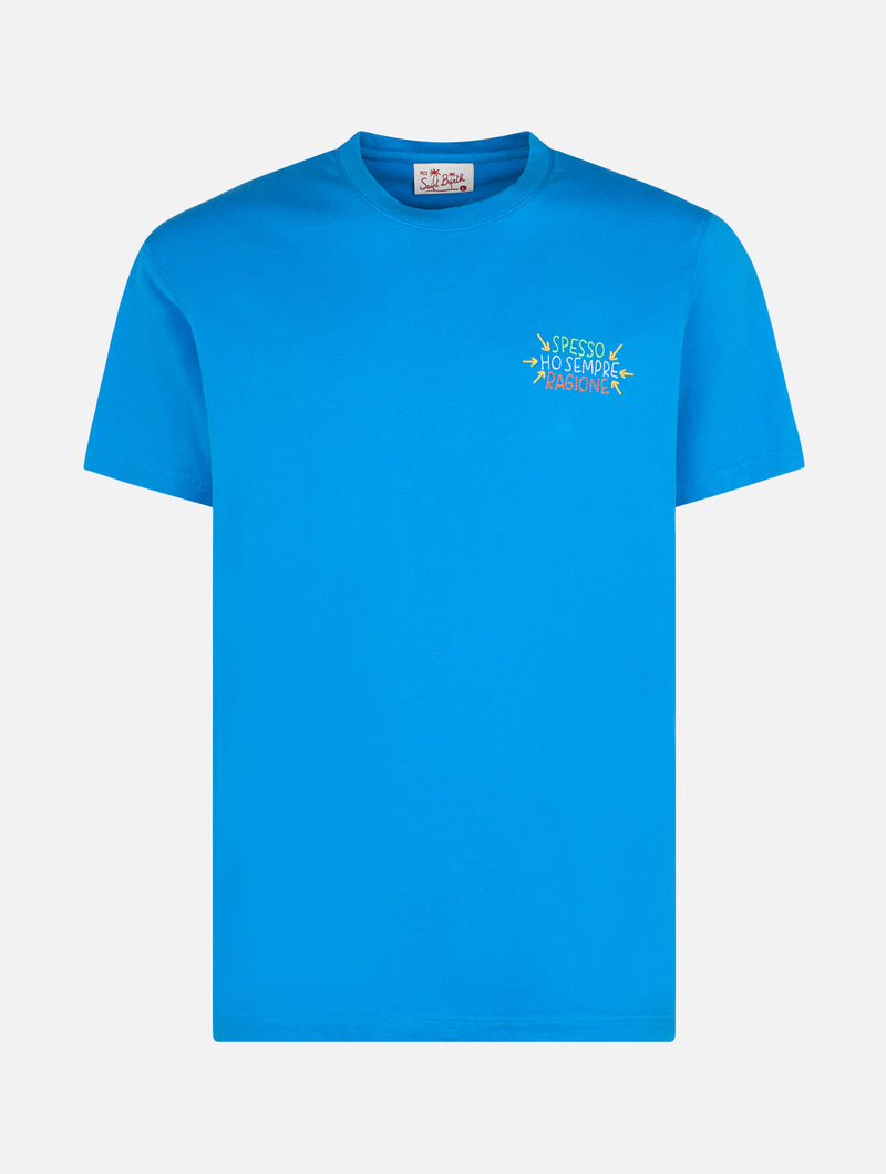 Klassisches Herren-T-Shirt „Portofino“ aus Baumwolljersey mit „Spesso ho sempre ragione“-Stickerei | INSULTI LUMINOSI SONDEREDITION