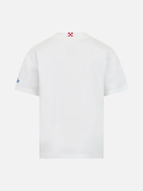 Boy cotton jersey t-shirt Portofino Jr with Me ne vado dai nonni embroidery - MC2 Saint Barth
