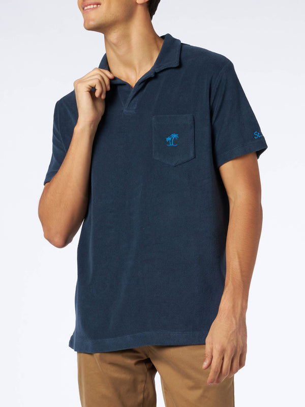 Polo da uomo in spugna blu navy