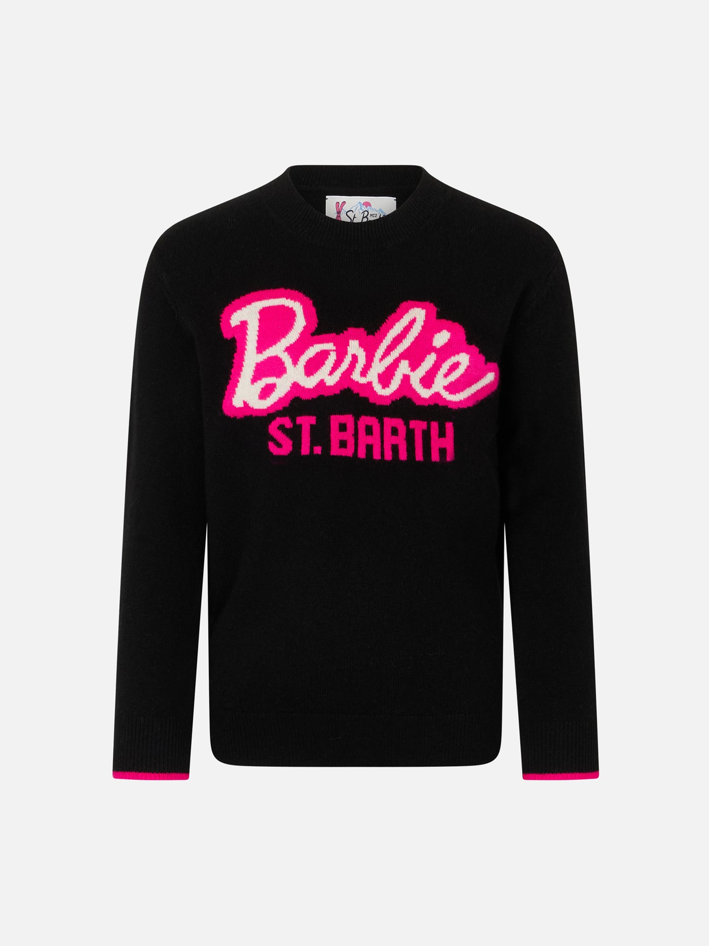 Schwarzer Rundhalspullover für Mädchen mit Barbie-Jacquard | BARBIE SPECIAL EDITION