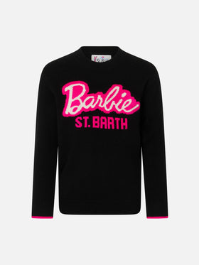 Schwarzer Rundhalspullover für Mädchen mit Barbie-Jacquard | BARBIE SPECIAL EDITION