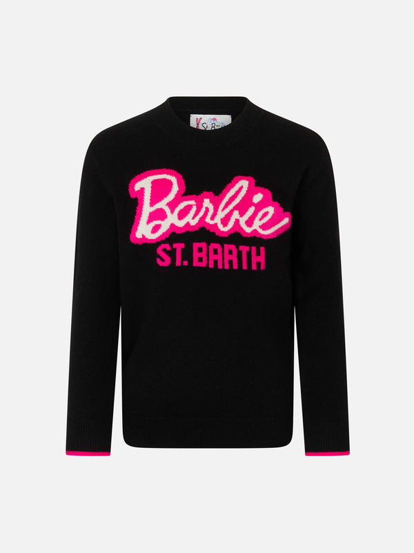 Schwarzer Pullover für Mädchen mit Rundhalsausschnitt und Barbie-Aufdruck | BARBIE-SONDEREDITION