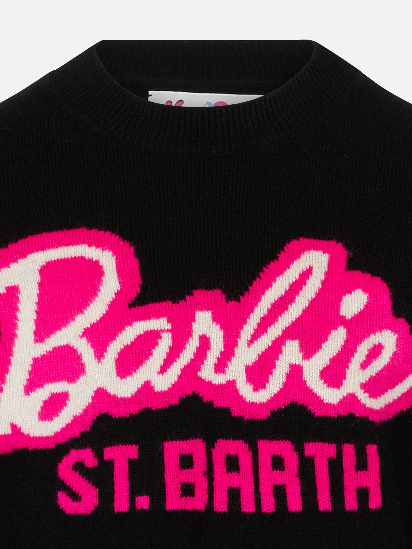 Schwarzer Rundhalspullover für Mädchen mit Barbie-Jacquard | BARBIE SPECIAL EDITION