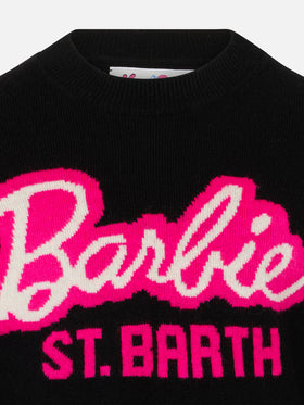 Schwarzer Rundhalspullover für Mädchen mit Barbie-Jacquard | BARBIE SPECIAL EDITION