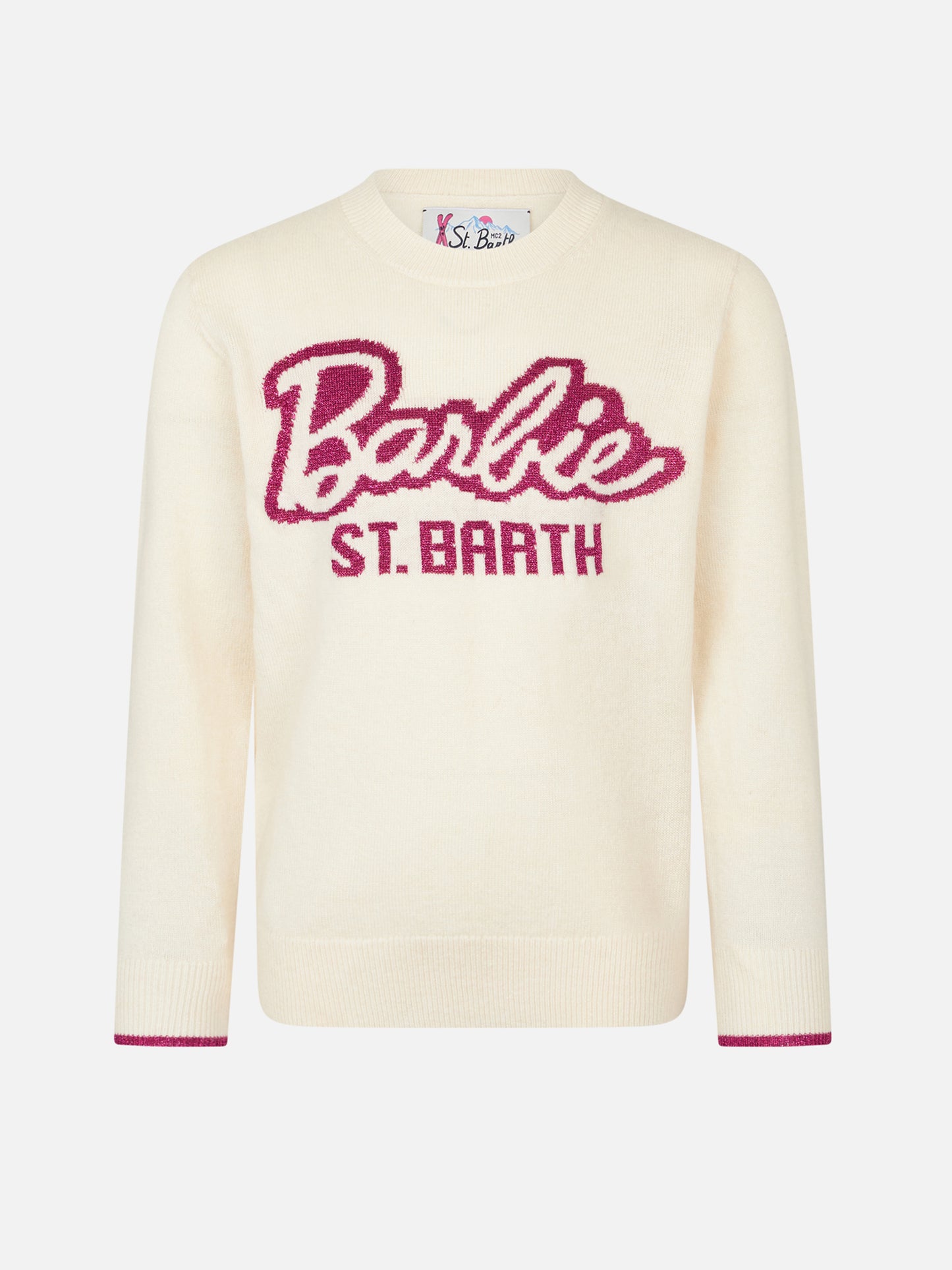 Maglione da bambina a girocollo bianco con stampa Barbie | EDIZIONE SPECIALE BARBIE