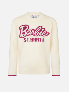 Maglione da bambina a girocollo bianco con stampa Barbie | EDIZIONE SPECIALE BARBIE