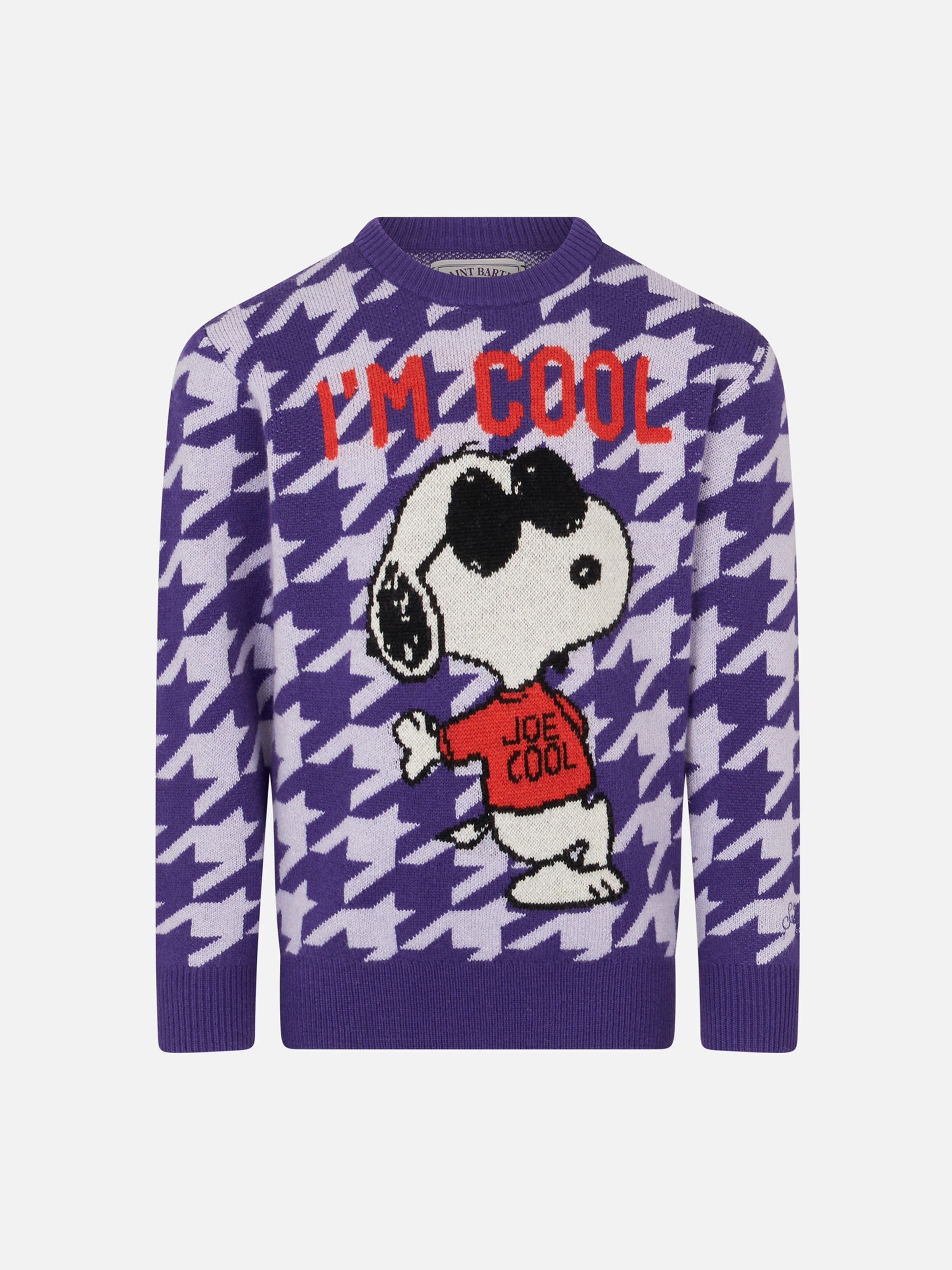 Girl crewneck pied de poule sweater with Snoopy jacquard | SNOOPY PEANUTS™ SPECIAL EDITION - MC2 Saint Barth