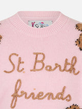 Maglia da bambina girocollo a costine morbide con ricamo St. Barth Friend