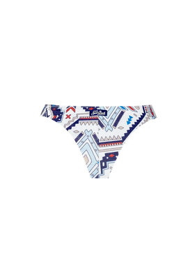 Woman cheeky swim briefs with aztec print