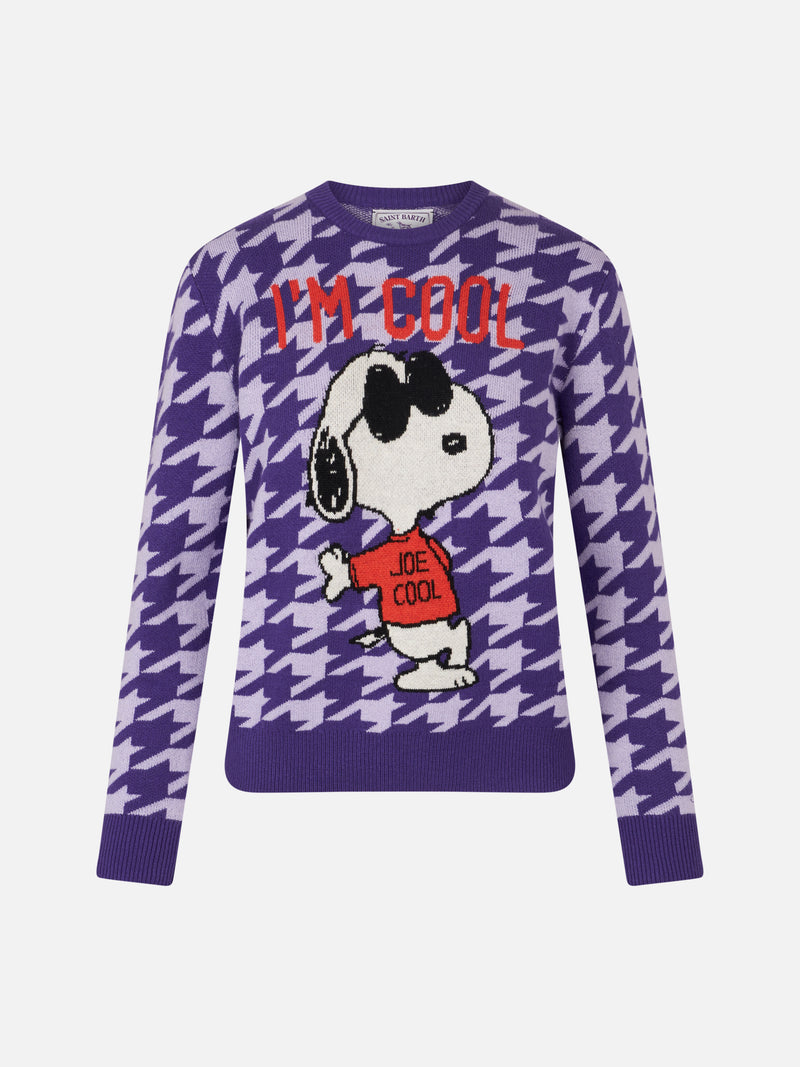 Woman crewneck pied de poule sweater with Snoopy jacquard | SNOOPY PEANUTS™ SPECIAL EDITION