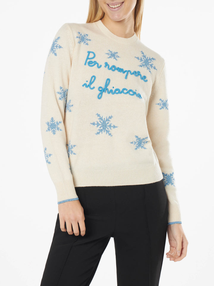 Maglione da donna girocollo con ricamo Per Rompere il Ghiaccio