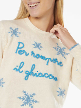 Maglione da donna girocollo con ricamo Per Rompere il Ghiaccio