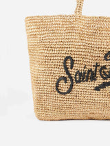 Beige Raffia Beach bag with cotton pouch