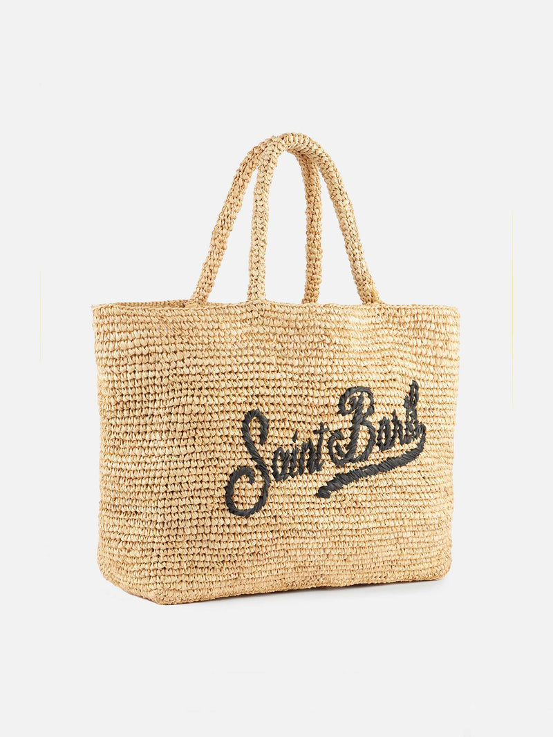 Beige Raffia Beach bag with cotton pouch