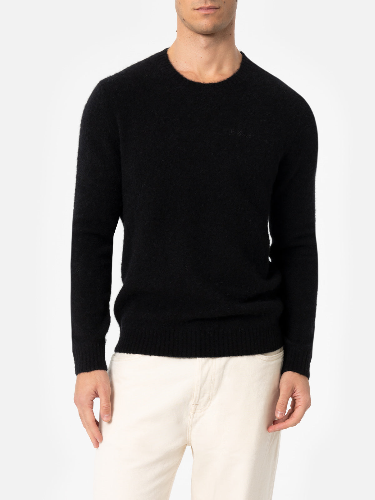 Man black crewneck stretch sweater Regent - MC2 Saint Barth