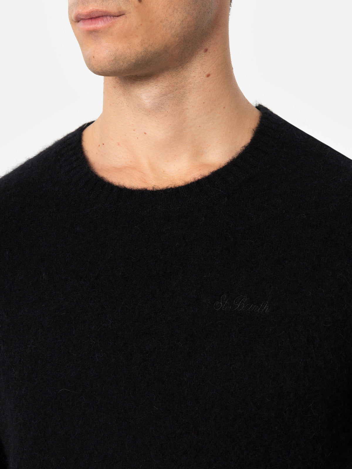 Man black crewneck stretch sweater Regent - MC2 Saint Barth