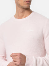 Maglione girocollo elasticizzato rosa da uomo Regent