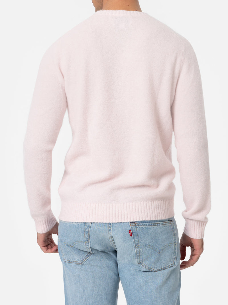 Maglione girocollo elasticizzato rosa da uomo Regent