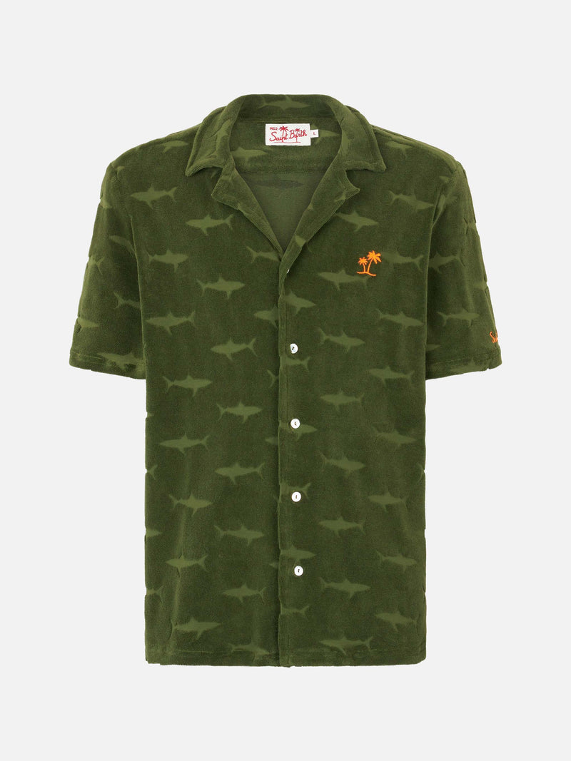 Camicia da uomo in spugna verde militare