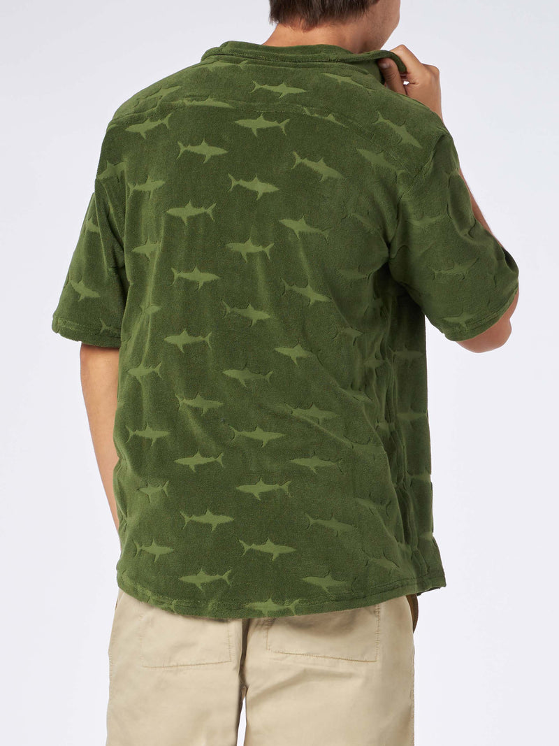 Camicia da uomo in spugna verde militare